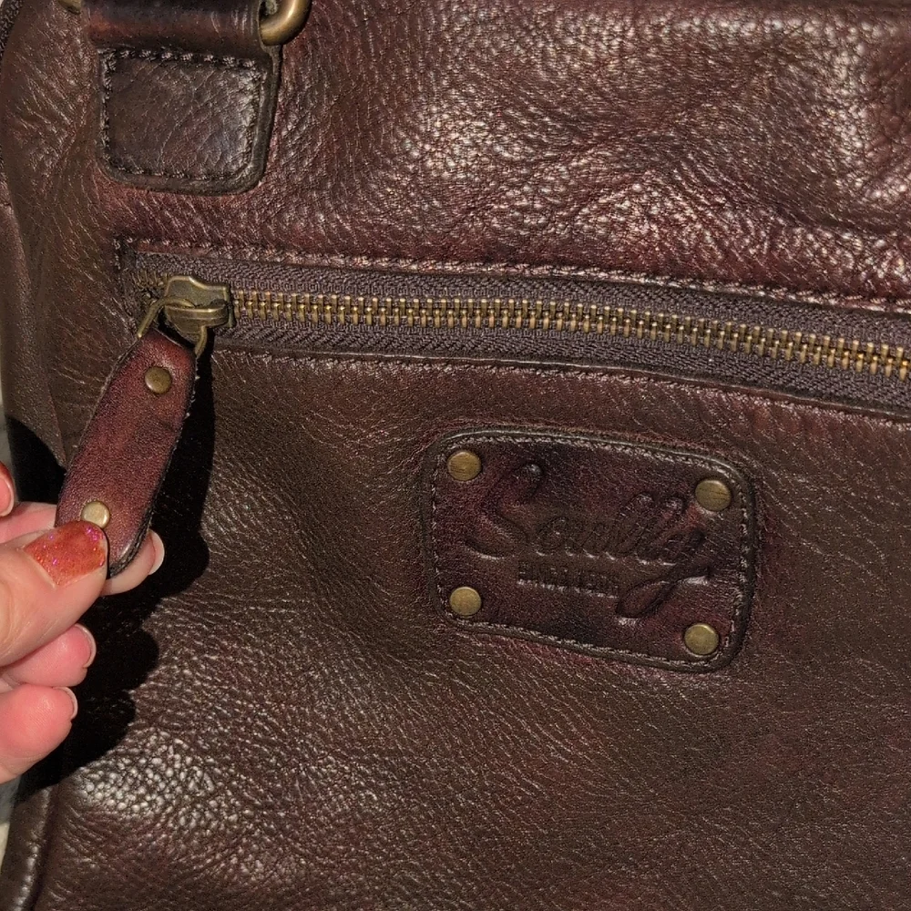 Scully Dark Brown Leather Messenger Bag